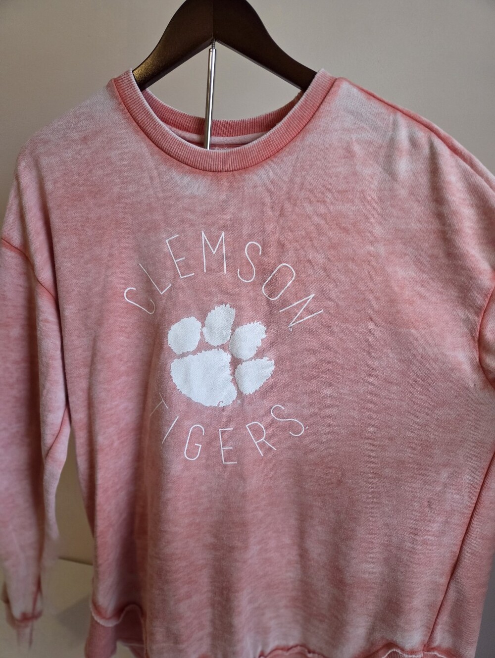 Pressbox Pink Clemson Tigers Crewneck Sweatshirt